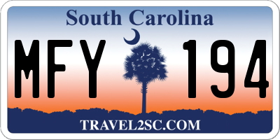 SC license plate MFY194