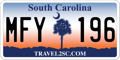 SC license plate MFY196