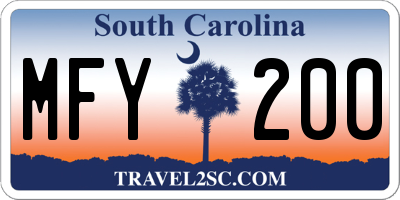 SC license plate MFY200