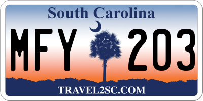 SC license plate MFY203