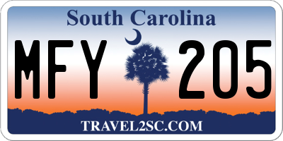 SC license plate MFY205