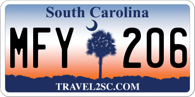 SC license plate MFY206