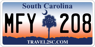 SC license plate MFY208