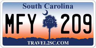 SC license plate MFY209