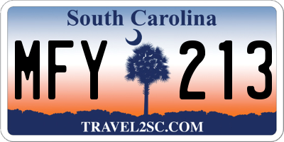 SC license plate MFY213
