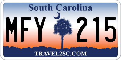 SC license plate MFY215