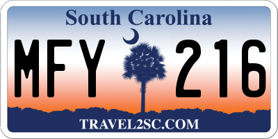 SC license plate MFY216
