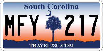 SC license plate MFY217