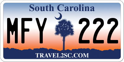 SC license plate MFY222
