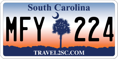 SC license plate MFY224