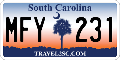SC license plate MFY231