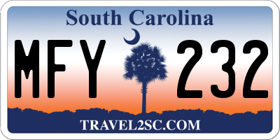 SC license plate MFY232