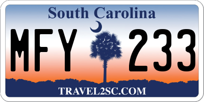 SC license plate MFY233