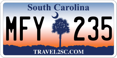 SC license plate MFY235