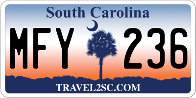 SC license plate MFY236