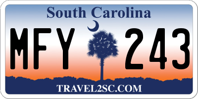 SC license plate MFY243