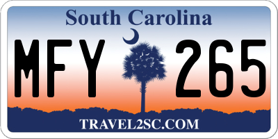 SC license plate MFY265