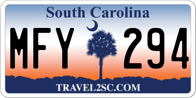 SC license plate MFY294