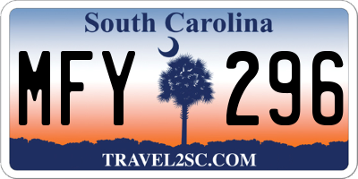 SC license plate MFY296