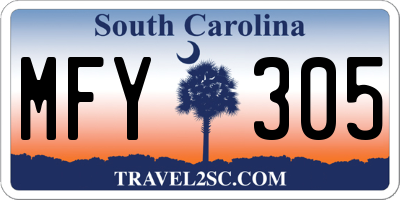 SC license plate MFY305
