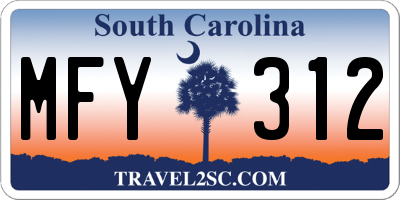 SC license plate MFY312
