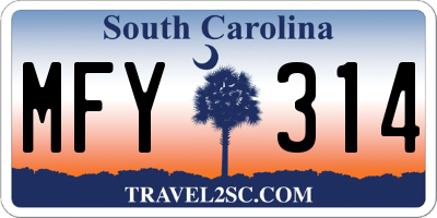SC license plate MFY314