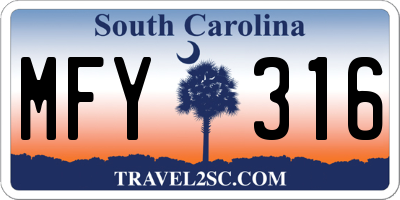 SC license plate MFY316