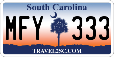SC license plate MFY333