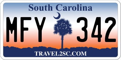 SC license plate MFY342