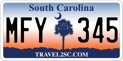 SC license plate MFY345