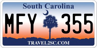 SC license plate MFY355