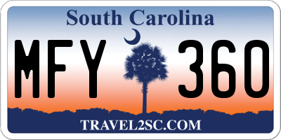 SC license plate MFY360