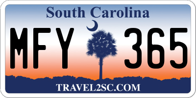 SC license plate MFY365