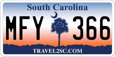 SC license plate MFY366