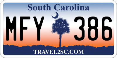 SC license plate MFY386