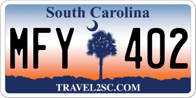 SC license plate MFY402