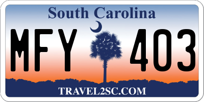 SC license plate MFY403