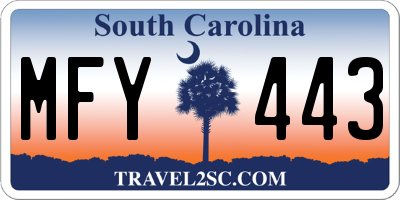 SC license plate MFY443