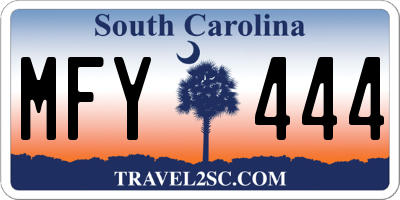 SC license plate MFY444