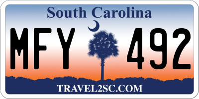SC license plate MFY492
