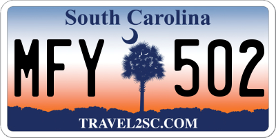 SC license plate MFY502