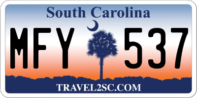 SC license plate MFY537
