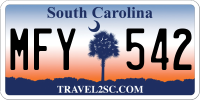 SC license plate MFY542