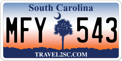SC license plate MFY543