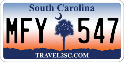 SC license plate MFY547