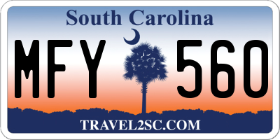 SC license plate MFY560