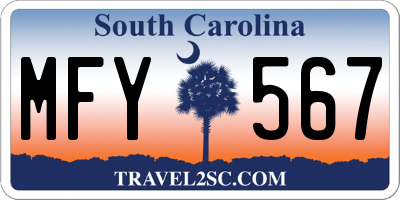 SC license plate MFY567
