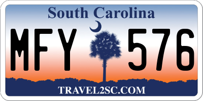 SC license plate MFY576