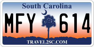 SC license plate MFY614