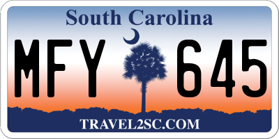 SC license plate MFY645